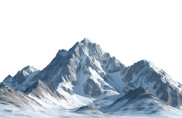 Obraz premium Majestic snowcapped mountain peak isolated on transparent background, a breathtaking landscape of natures grandeur and beauty