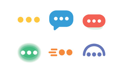 Obraz premium vector colorful filled icons waiting for reply (typing dots): ellipsis dots chat bubble shadow smear glow rim motion line background arc.
