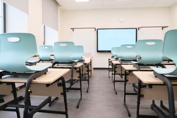 Modern classroom at school. Back to school. Learning. Classroom for learning
