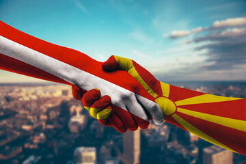 Shaking hands Austria and North Macedonia