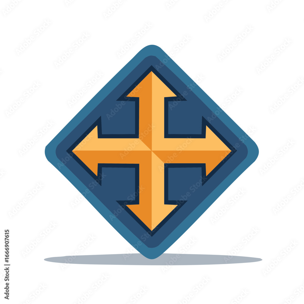 Poster four directional arrows in square frame pointing up down left and right vector illustration
