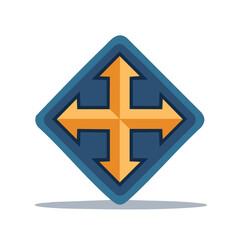 Fototapeta premium Four Directional Arrows in Square Frame Pointing Up Down Left and Right Vector Illustration