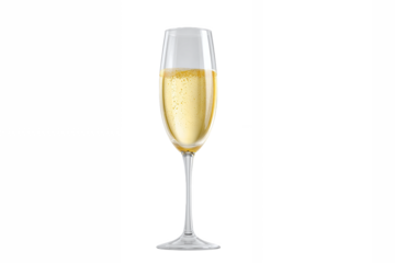 Elegant Champagne Flute with Bubbles isolated on white transparent background