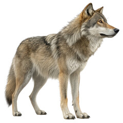 Gray Wolf Profile, Full Body, Isolated on Transparent Background, Wildlife, Animal, Canid, Mammal, Predator