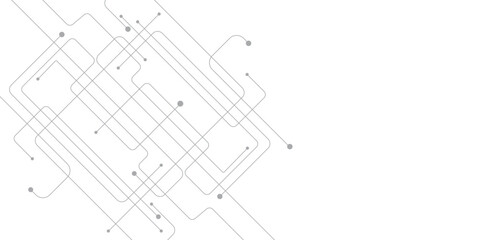 Line seamless pattern. Repeating abstract black lines isolated on white background. Repeated geometric shape for design prints. Circuit board seamless pattern, vector background. Microchip technology 