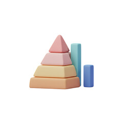 Pastel Wooden Stacking Pyramid Toy with Cylindrical Blocks for Children.