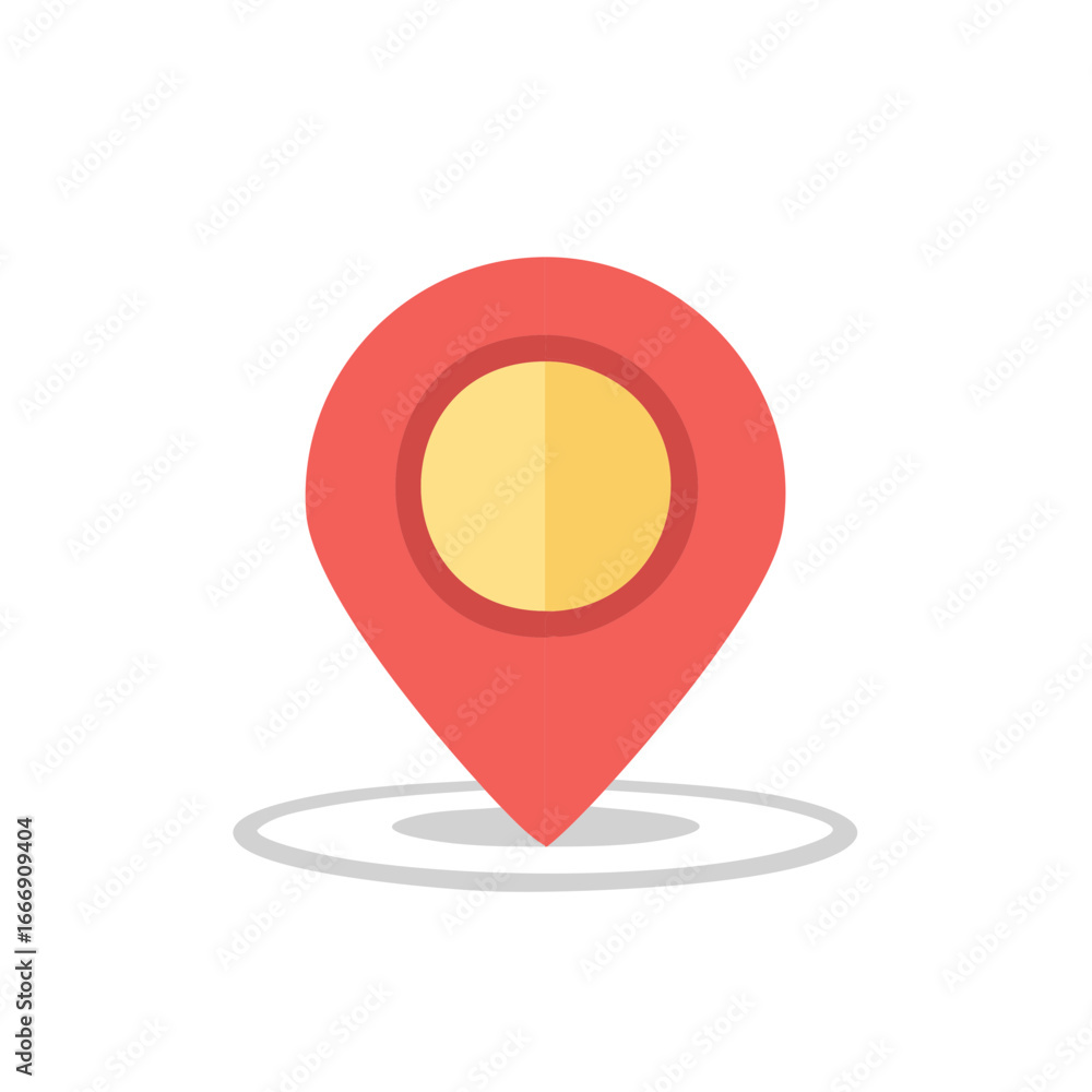 Aufkleber location pin design indicating position and navigation on a map with shadow