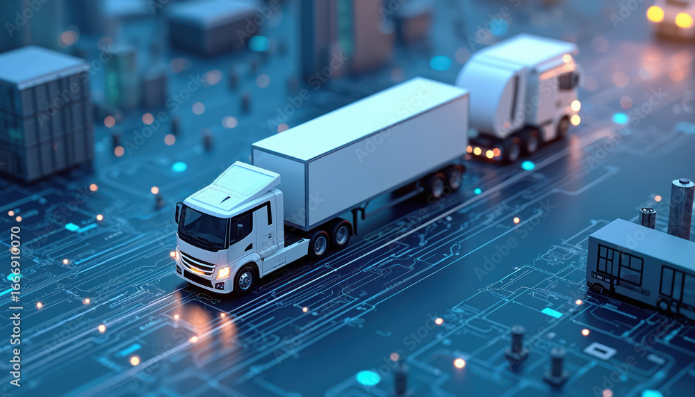 Poster next-gen logistics infrastructure uses gigapixel-scale tech for efficient transportation. advanced c