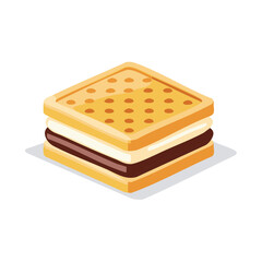 Isometric Treat with Crackers, Chocolate, and Creamy Filling Layers, a Delightful Sweet Snack, Isometric Dessert