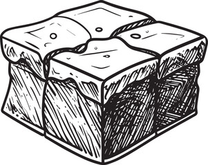 Chocolate Brownie Sketch | Dessert Silhouette Vector