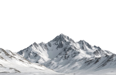 Obraz premium Majestic snowcapped mountain peak isolated on transparent background, a breathtaking landscape of natures grandeur and beauty