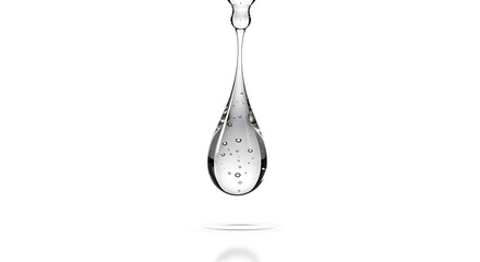 Clear Water Droplet Falling With Air Bubbles Isolated