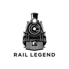 Obraz premium Locomotive Vintage Steam Black and White Striking Logo Design Element