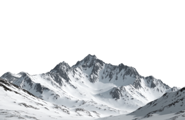 Majestic snowcapped mountain peak isolated on transparent background, a breathtaking landscape of natures grandeur and beauty