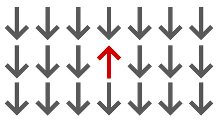 Change of direction, leadership concept, business innovative approach. New idea, change, courage, innovation concept, new thinking, creative decision