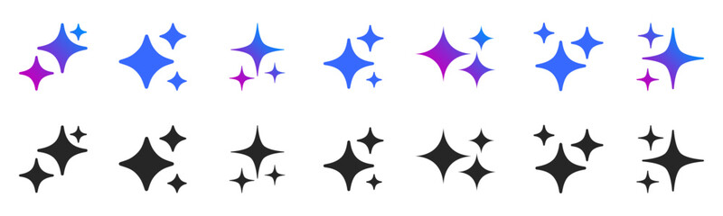 AI generate icon set ai, magic sparkle star button, artificial intelligence star logo collection