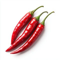 Red Chili Peppers on White Background