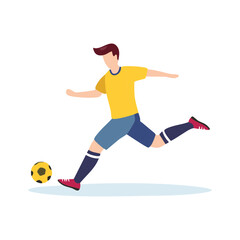 Obraz premium Soccer Player Kicking Ball Sport Illustration Athletic Athlete Flat Design Style Action Performance