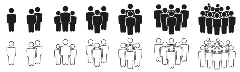 People icon set, person, logo human, team icons, group of people, persons symbol infographics website isolated in outline and solid style