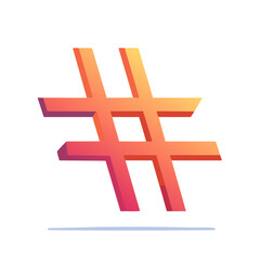Obraz premium Hashtag Symbol Isolated Social Media Trend Icon Gradient Color Illustration Simple Concept Digital Art