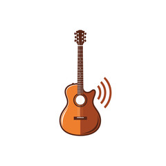 Obraz premium Illustration of an acoustic guitar with sound waves.