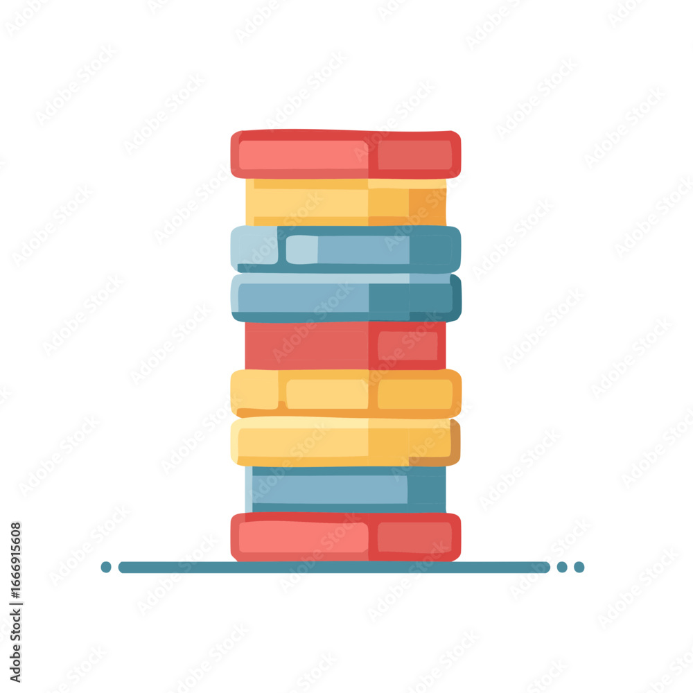 Poster stack of rectangular blocks illustration tower game concept colorful