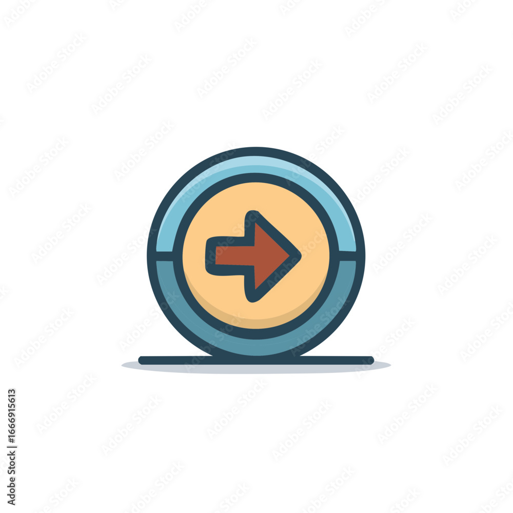Poster right arrow navigation icon circular design interface forward direction sign
