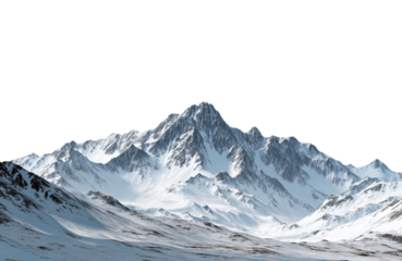 Majestic snowcapped mountain peak isolated on transparent background, a breathtaking landscape of natures grandeur and beauty
