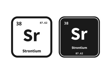 Strontium, Sr, chemical periodic table element icon. The chemical element of the periodic table. Icon with molar mass and atomic number for lab, science or chemistry class.