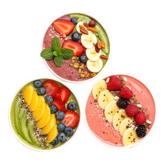Vibrant Smoothie Bowls isolated on transparent background  
