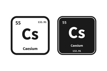 Caesium, Cs, chemical periodic table element icon. The chemical element of the periodic table. Icon with molar mass and atomic number for lab, science or chemistry class.