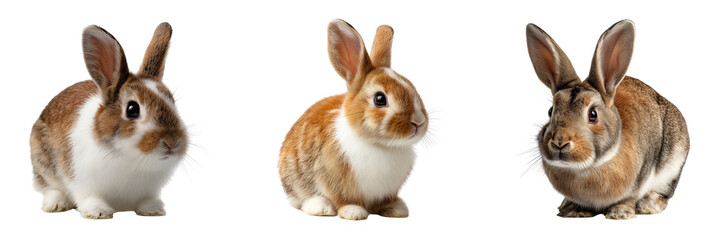 Fototapeta premium Set of Cute rabbit isolated on a transparent background