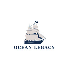 Classic sailing ship logo vector ocean voyages maritime 