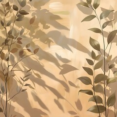 Beige leaf shadows play on a textured backdrop for product mockups and branding.