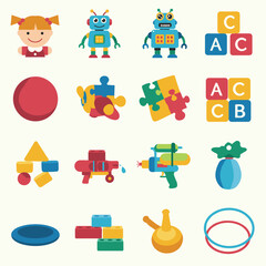 Fototapeta premium kids toys vector icon set