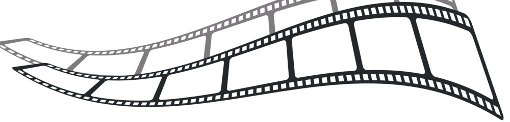 Obraz premium Cinema filmstrip roll on white background. Blank negative film. 35mm film slide frame. Cinema or photo frames. Long, retro film strip frame. Vector illustration