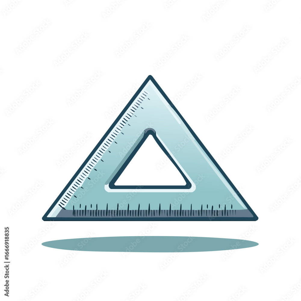 Poster illustration of a triangular ruler with measurements for drafting and design
