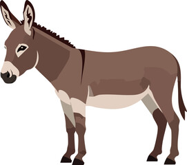 Donkey side view illustration with brown and beige colors farm animal vector 