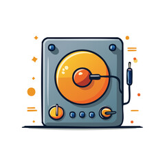 Fototapeta premium Stylized Retro Record Player with Orange Vinyl and Audio Jack Illustration