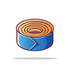 Roll of Blue Tape with Brown Core Isolated on White Background