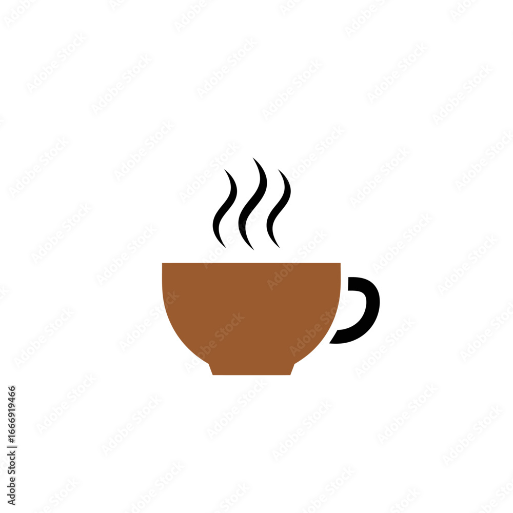 Poster simple icon of a steaming cup. perfect for menus or websites.