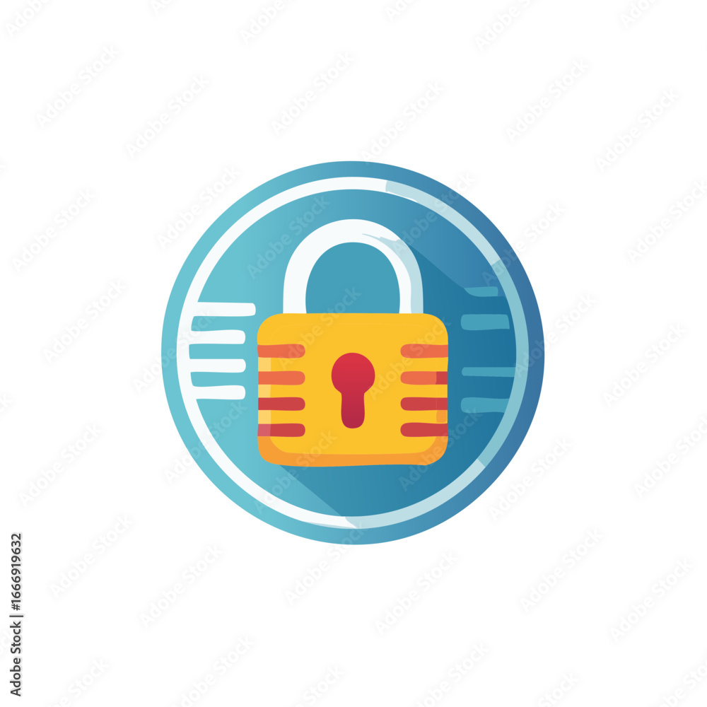 Aufkleber lock graphic icon in circle for security or encryption concepts