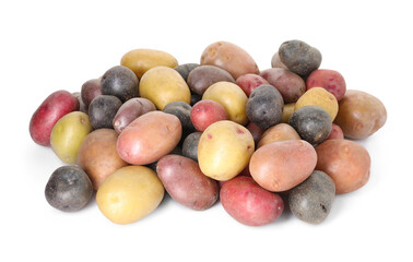 Different types of potatoes isolated on white