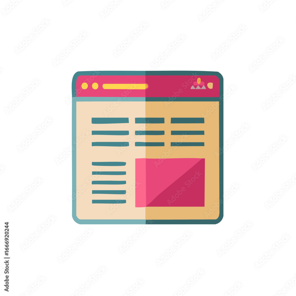Aufkleber flat design web page template with text content and a pink rectangular block