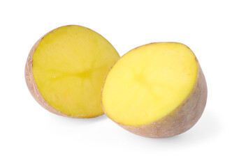Cut fresh ripe potato isolated on white