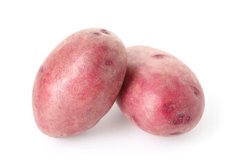 Fresh ripe red potatoes isolated on white