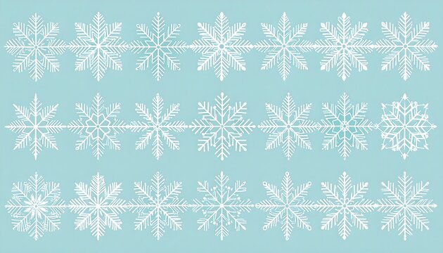 Multiple snowflake patterns on light blue background