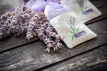 Dry lavender in a lavender bag