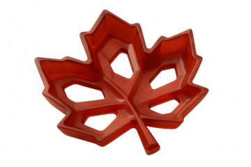 Red maple leaf shape on a transparent background, symbolizing canada, its nature, and national identity