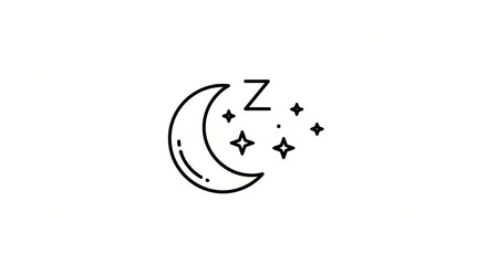 Night sky symbols for sleep and dreams with twinkling stars